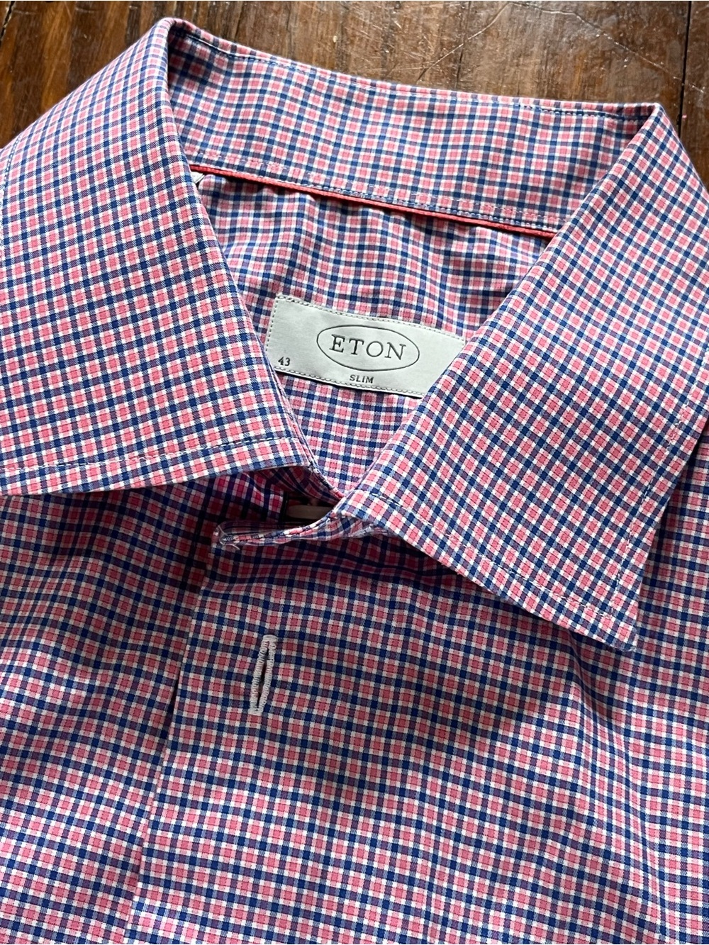 Eton Slim Fit Men’s Check Shirt – Red & Blue - 43 17